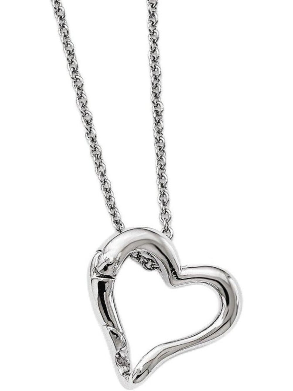 Silver-Tone Heart Pendant Necklace with Ring/Eyeglass Holder - 18" Stylish